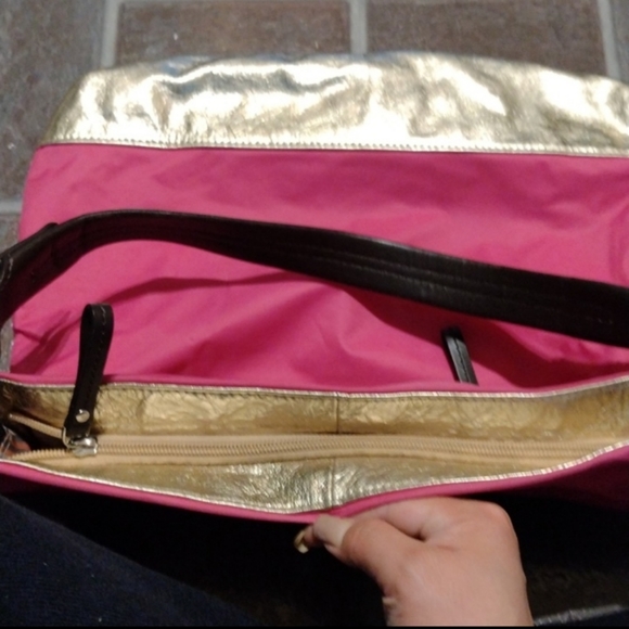 Danier leather pink and gold shoulder bag - Picture 10 of 11